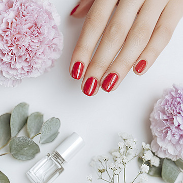 nail artist applying red polish on womans hand in beauty salon with flowers and cosmetic bottles on white table. pngtree nail artist applying red polish on womans hand in beauty salon image 17330590 Best Nail Salon 37801